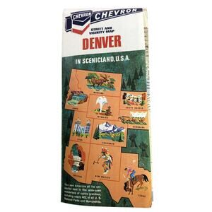 Vintage Chevron Street and Vicinity Map Denver - 1968 Edition - vn
